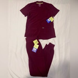 Landau Women's Burgundy Scrub Set